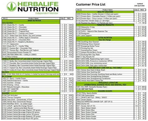 herbalife singapore price list 2023